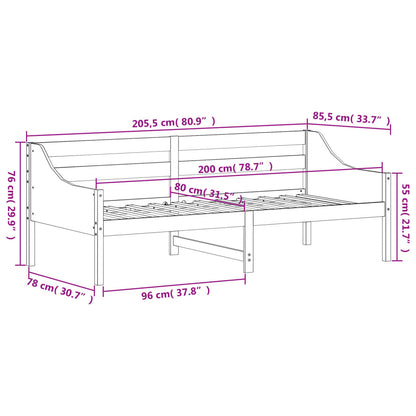 Day Bed without Mattress White 80x200 cm Solid Wood Pine