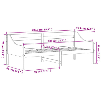 Day Bed without Mattress 90x200 cm Solid Wood Pine