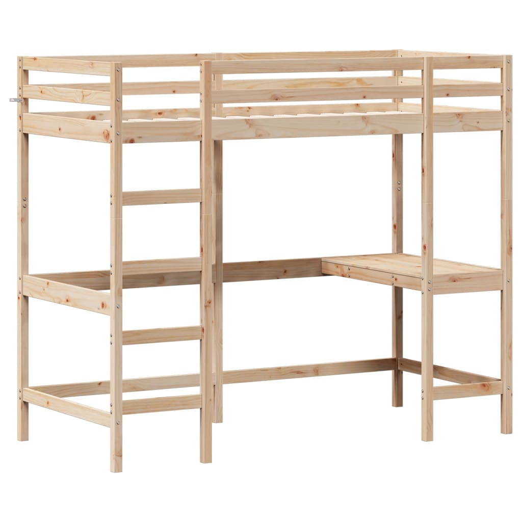 Loft Bed without Mattress 90x190 cm Single Solid Wood Pine