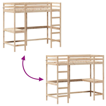 Loft Bed without Mattress 90x190 cm Single Solid Wood Pine