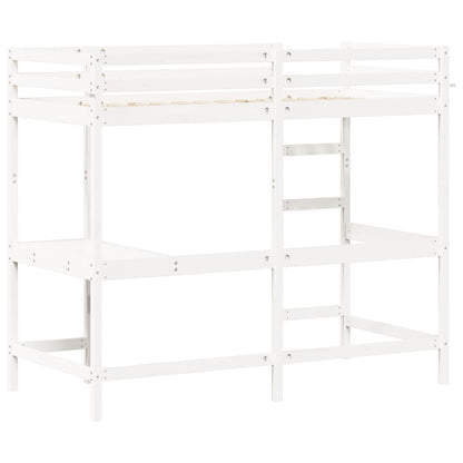 Loft Bed without Mattress White 90x190 cm Single Solid Wood Pine