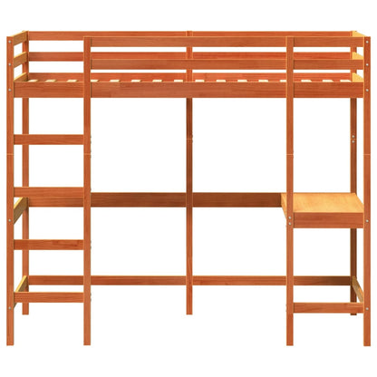 Loft Bed without Mattress Wax Brown 90x190 cm Single Solid Wood Pine