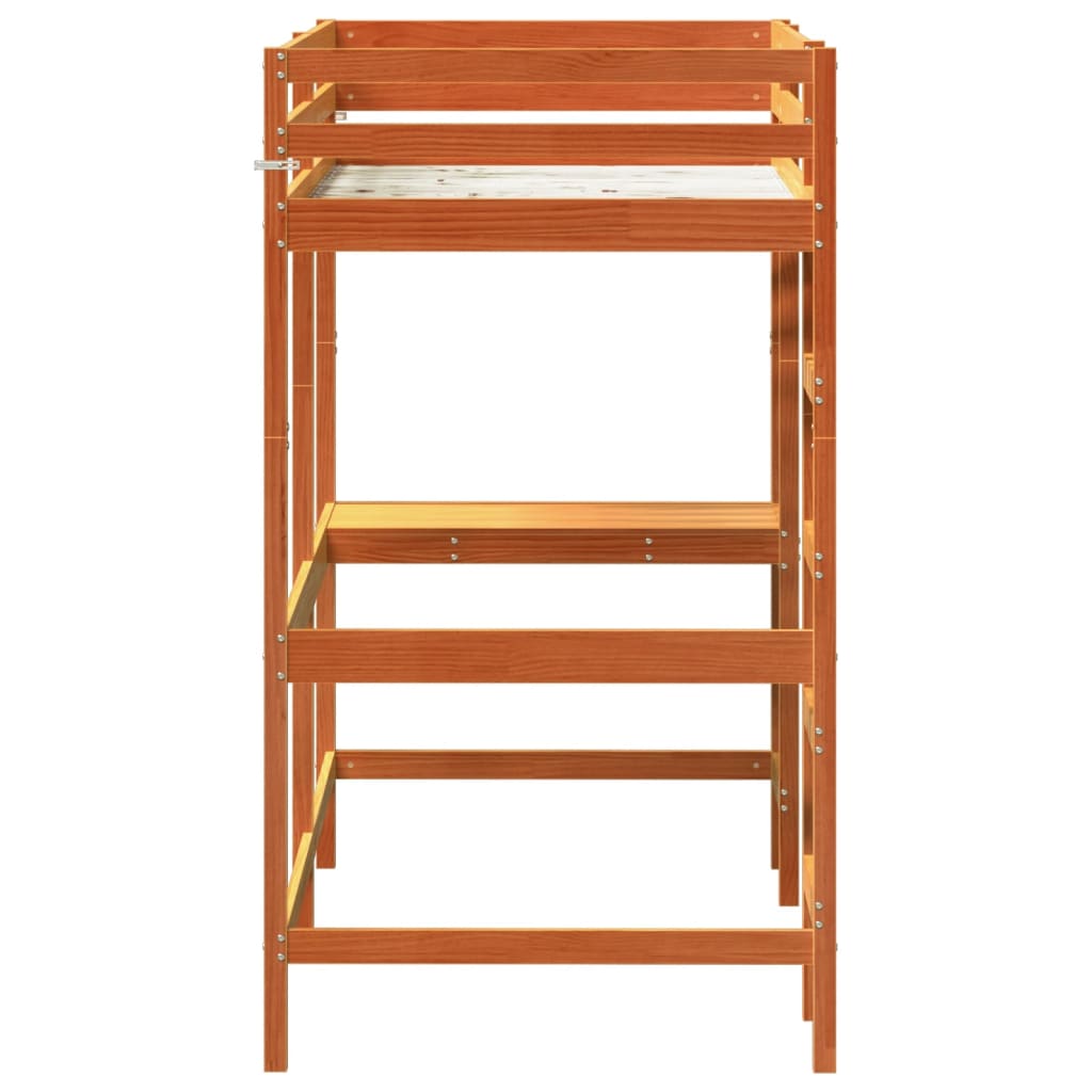 Loft Bed without Mattress Wax Brown 90x190 cm Single Solid Wood Pine