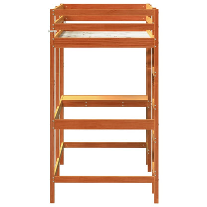 Loft Bed without Mattress Wax Brown 90x190 cm Single Solid Wood Pine