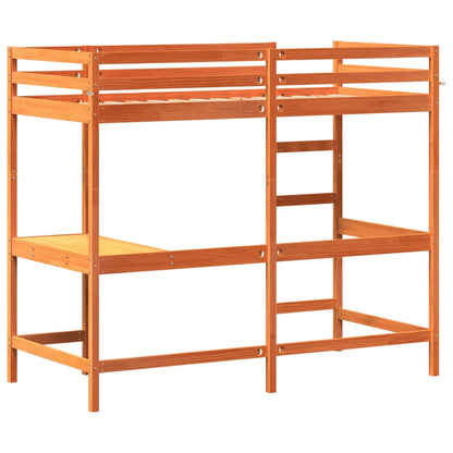 Loft Bed without Mattress Wax Brown 90x190 cm Single Solid Wood Pine