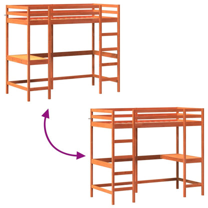 Loft Bed without Mattress Wax Brown 90x190 cm Single Solid Wood Pine