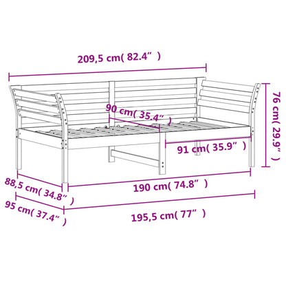 Day Bed without Mattress Wax Brown 90x190 cm Single Solid Wood Pine