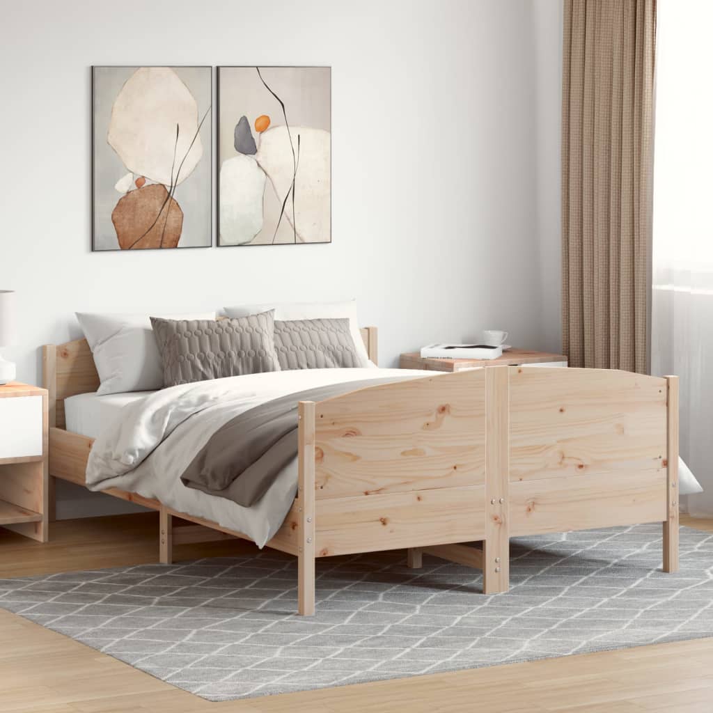 Bed Frame without Mattress 150x200 cm King Size Solid Wood Pine