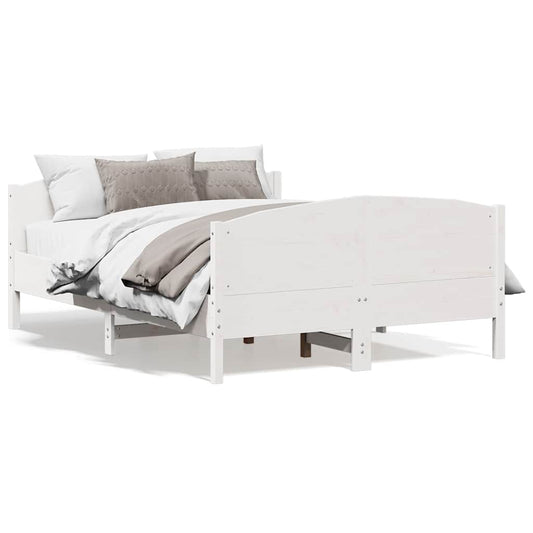 Bed Frame without Mattress White 150x200 cm King Size Solid Wood Pine