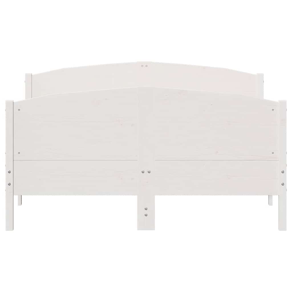 Bed Frame without Mattress White 150x200 cm King Size Solid Wood Pine