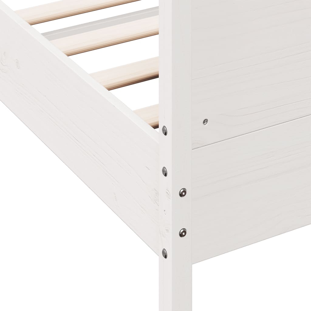 Bed Frame without Mattress White 150x200 cm King Size Solid Wood Pine