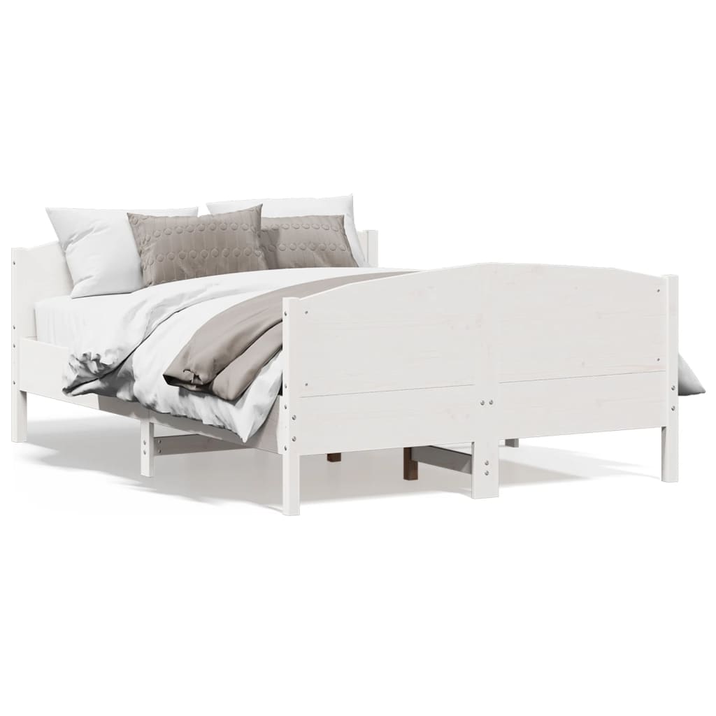Bed Frame without Mattress White 140x190 cm Solid Wood Pine