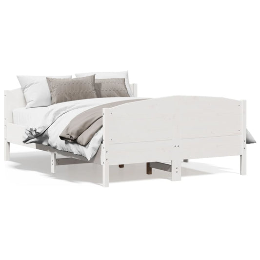 Bed Frame without Mattress White 140x190 cm Solid Wood Pine