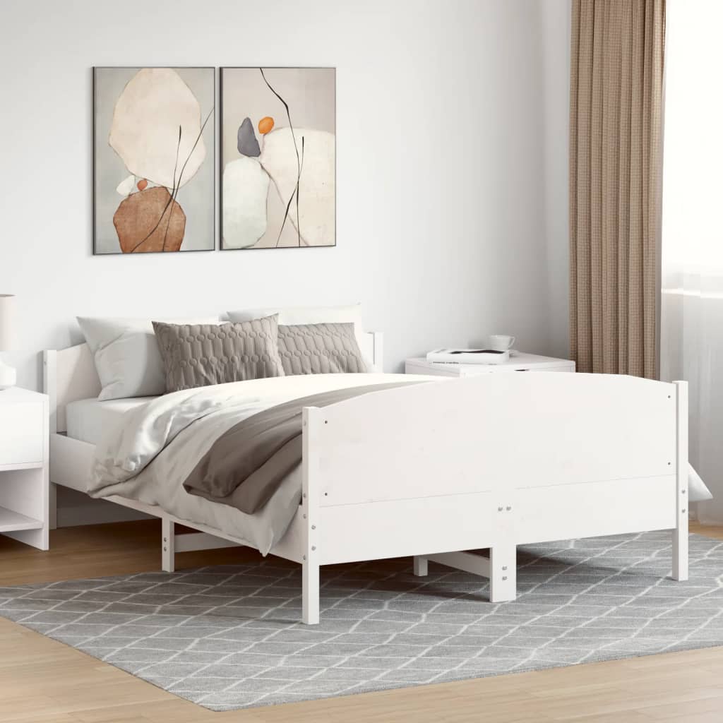 Bed Frame without Mattress White 140x190 cm Solid Wood Pine
