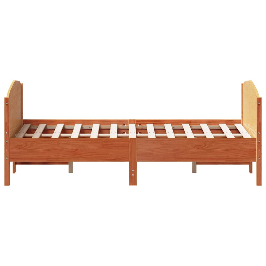 Bed Frame without Mattress Wax Brown 140x190 cm Solid Wood Pine