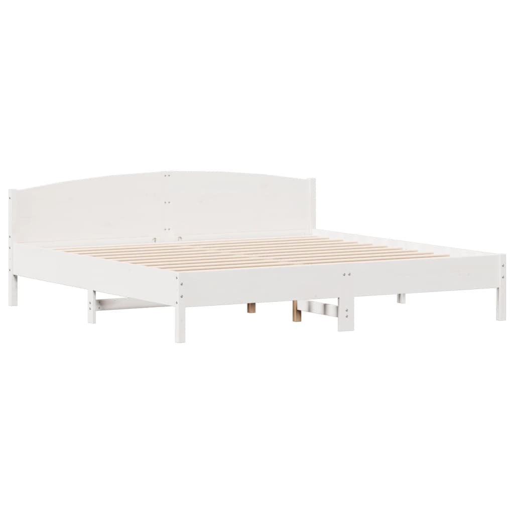 Bed Frame | White | Solid pine wood, Plywood slats | Double | Durable