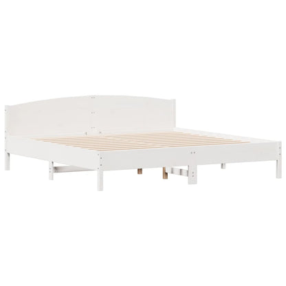 Bed Frame | White | Solid pine wood, Plywood slats | Double | Durable
