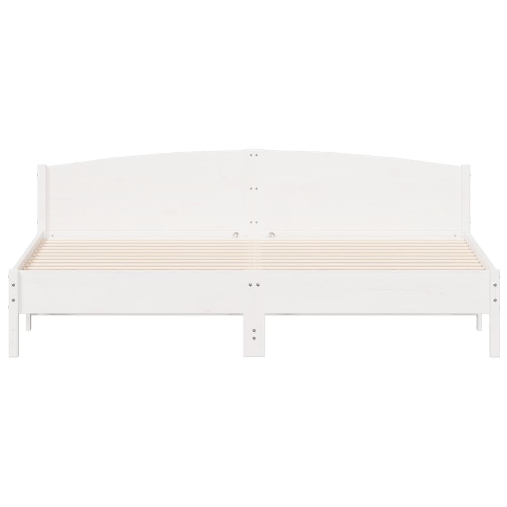 Bed Frame | White | Solid pine wood, Plywood slats | Double | Durable