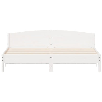 Bed Frame | White | Solid pine wood, Plywood slats | Double | Durable