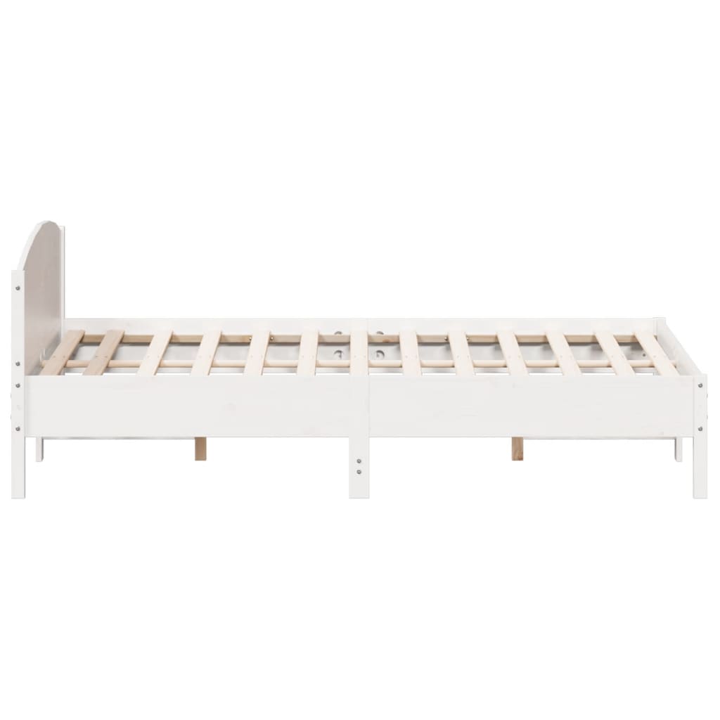 Bed Frame | White | Solid pine wood, Plywood slats | Double | Durable