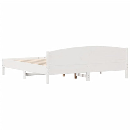 Bed Frame | White | Solid pine wood, Plywood slats | Double | Durable