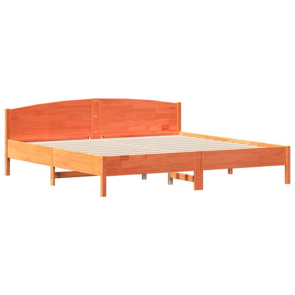 Bed Frame | Wax Brown | Solid Pine Wood, Plywood | 200x200 cm | Bed Frame