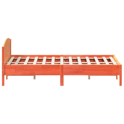 Bed Frame | Wax Brown | Solid Pine Wood, Plywood | 200x200 cm | Bed Frame