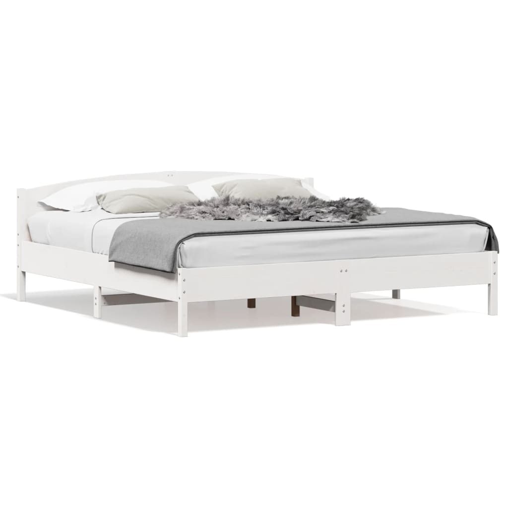 Bed Frame | White | Solid pine wood | Super King | Bed Frame