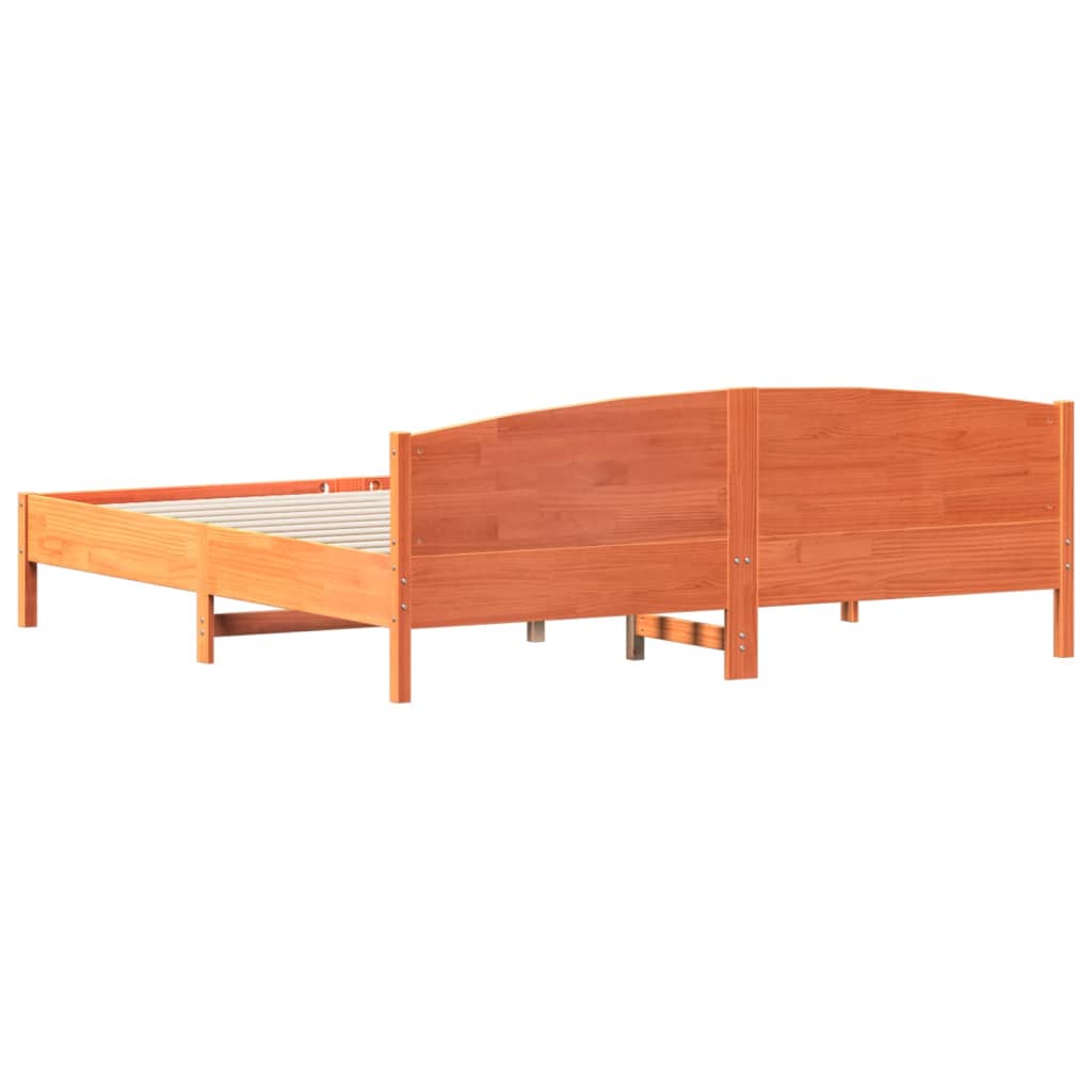 Bed Frame | Wax Brown | Solid pine wood, Plywood | Super King |  Durable