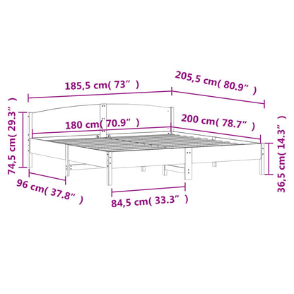 Bed Frame | Wax Brown | Solid pine wood, Plywood | Super King |  Durable
