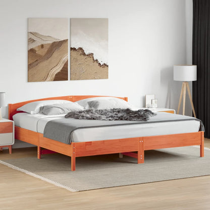 Bed Frame | Wax Brown | Solid pine wood, Plywood | Super King |  Durable