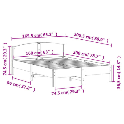 Bed Frame | Natural wood | Solid pine wood, Plywood | 160x200 cm