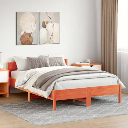 Bed Frame | Wax Brown | Solid Pine Wood | Double | Bed Frame