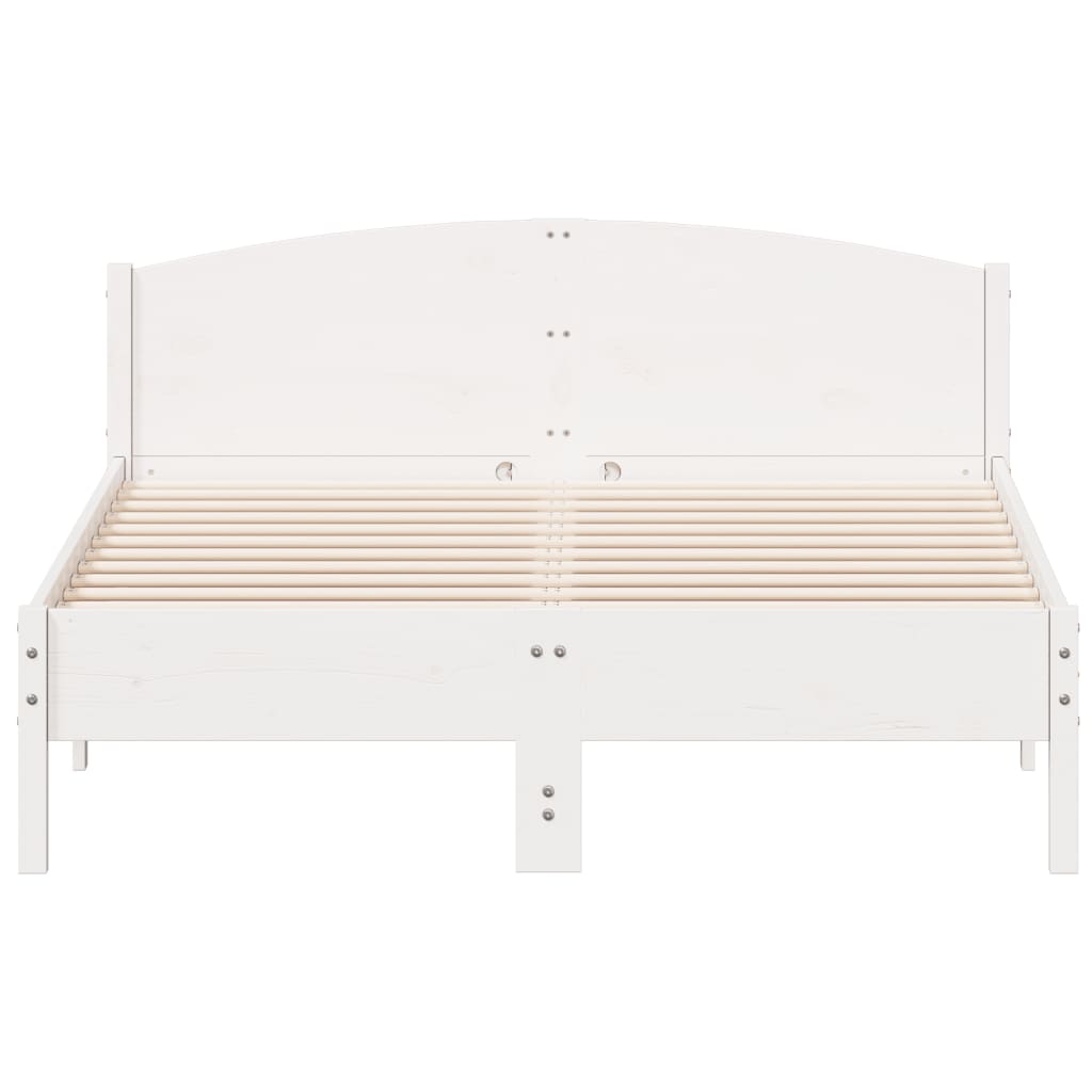 Bed Frame | White | Solid Pine Wood, Plywood | King Size | Durable