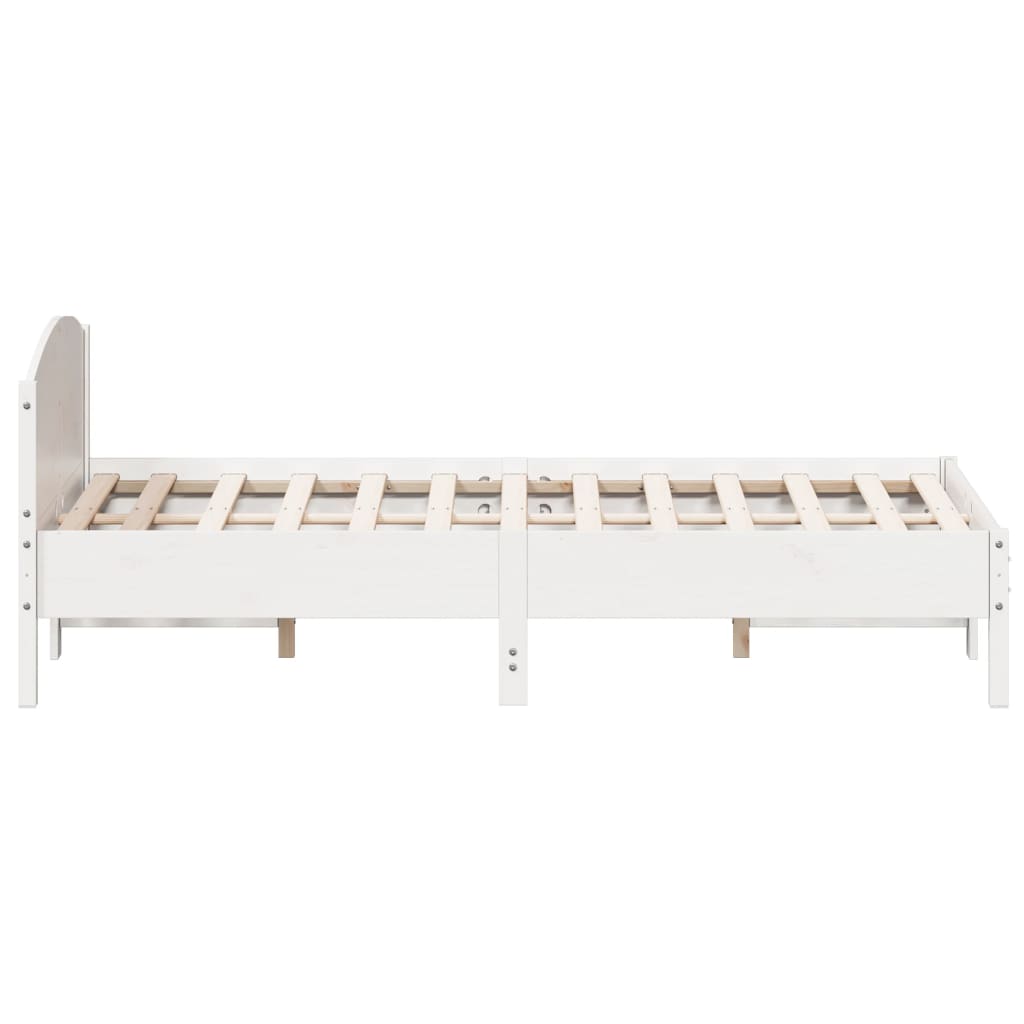 Bed Frame | White | Solid Pine Wood, Plywood | King Size | Durable