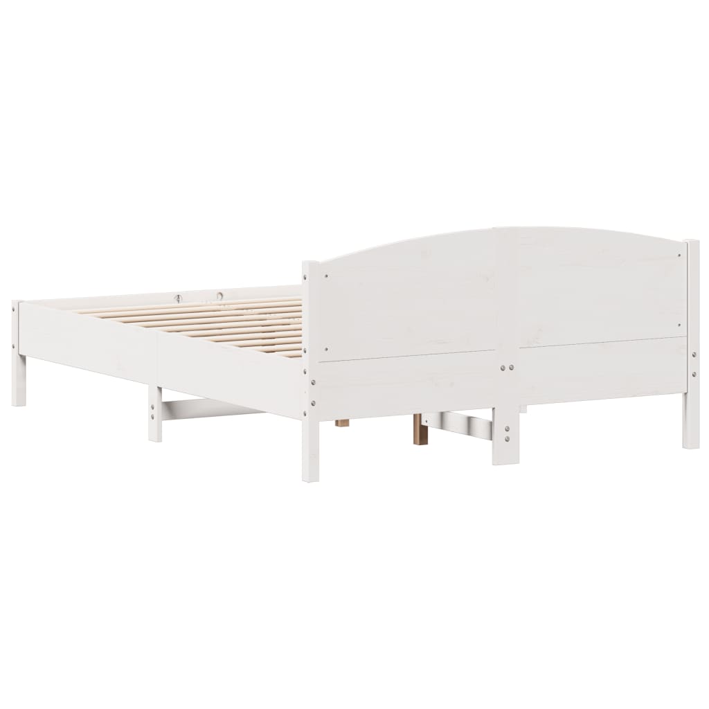 Bed Frame | White | Solid Pine Wood, Plywood | King Size | Durable