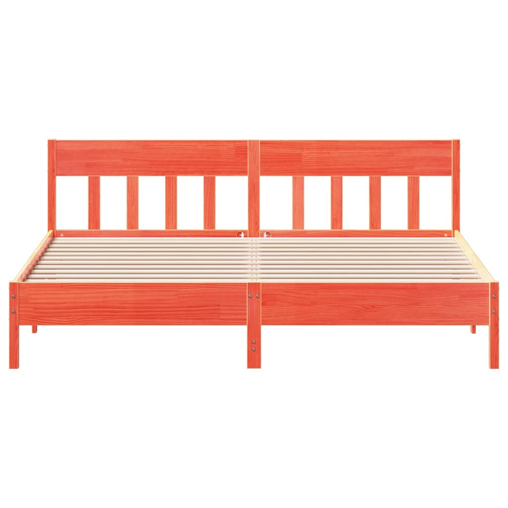Bed Frame without Mattress Wax Brown 200x200 cm Solid Wood Pine