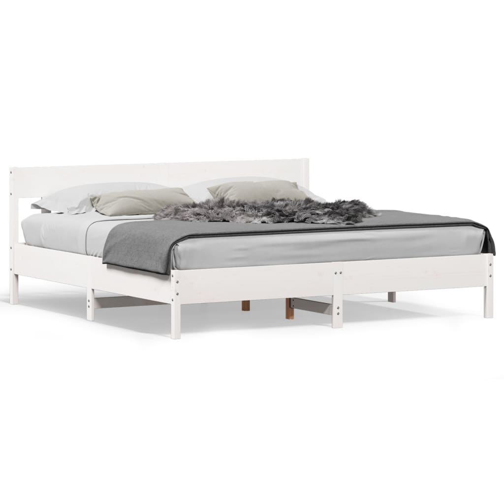 Bed Frame without Mattress White 180x200 cm Super King Solid Wood Pine