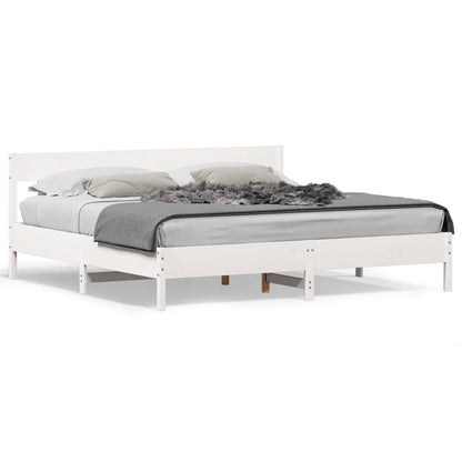 Bed Frame without Mattress White 180x200 cm Super King Solid Wood Pine