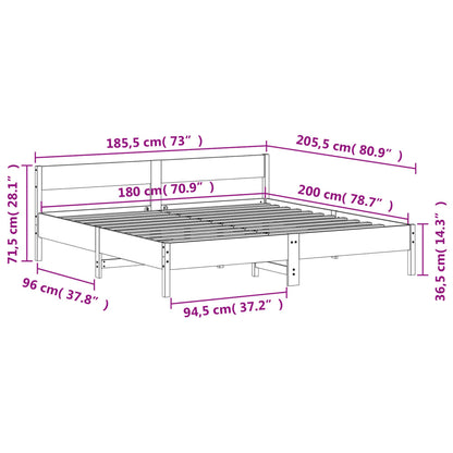 Bed Frame without Mattress White 180x200 cm Super King Solid Wood Pine