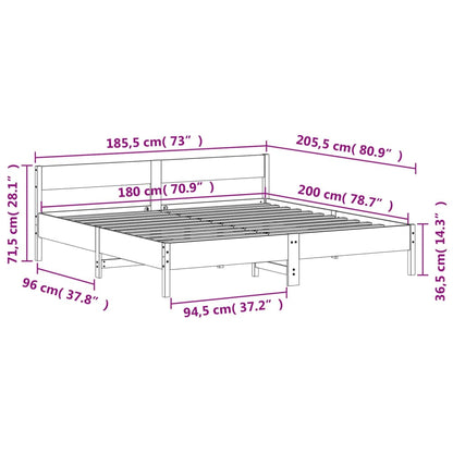 Bed Frame without Mattress Wax Brown 180x200 cm Super King Solid Wood Pine