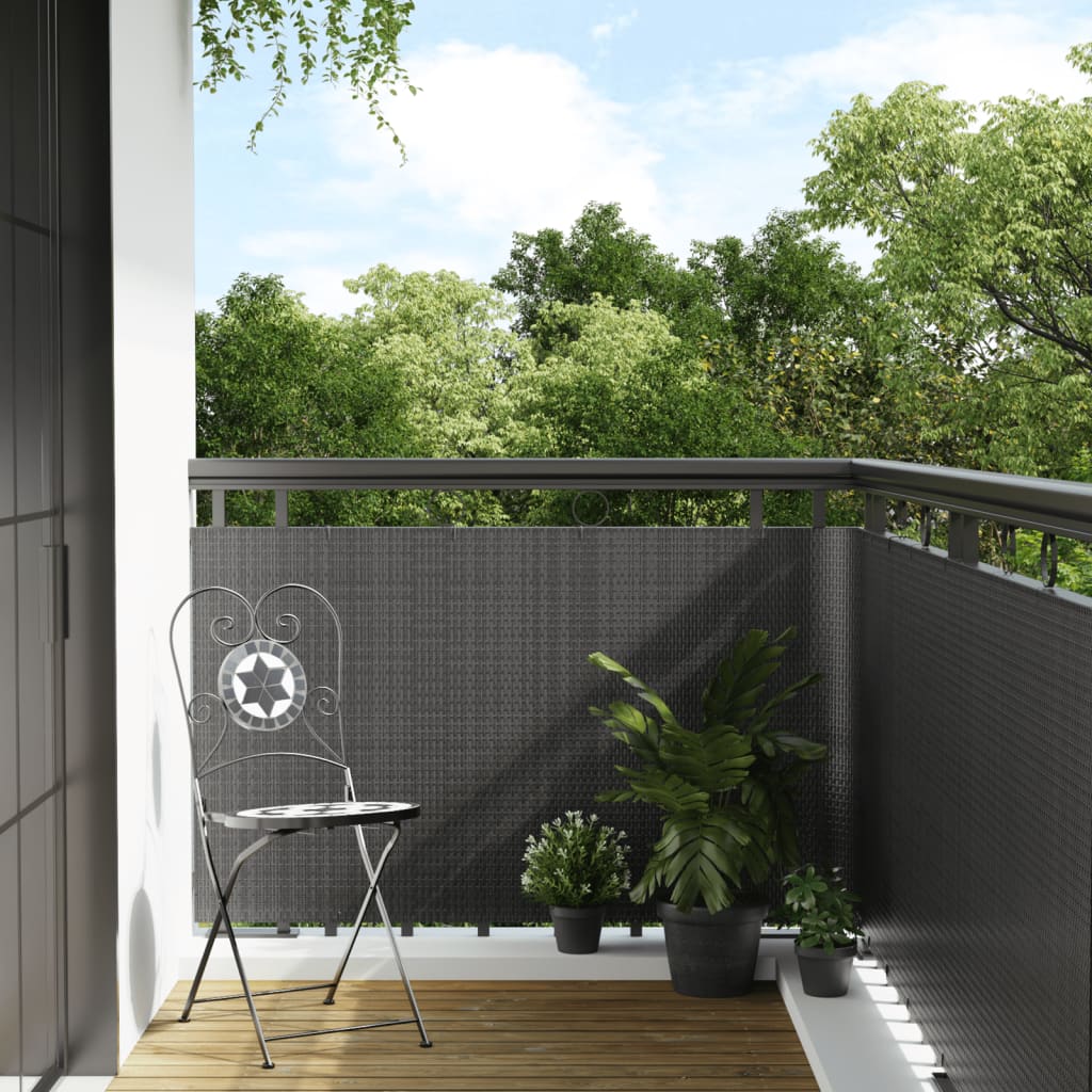 Balcony Screen Anthracite 1000x90 cm Poly Rattan
