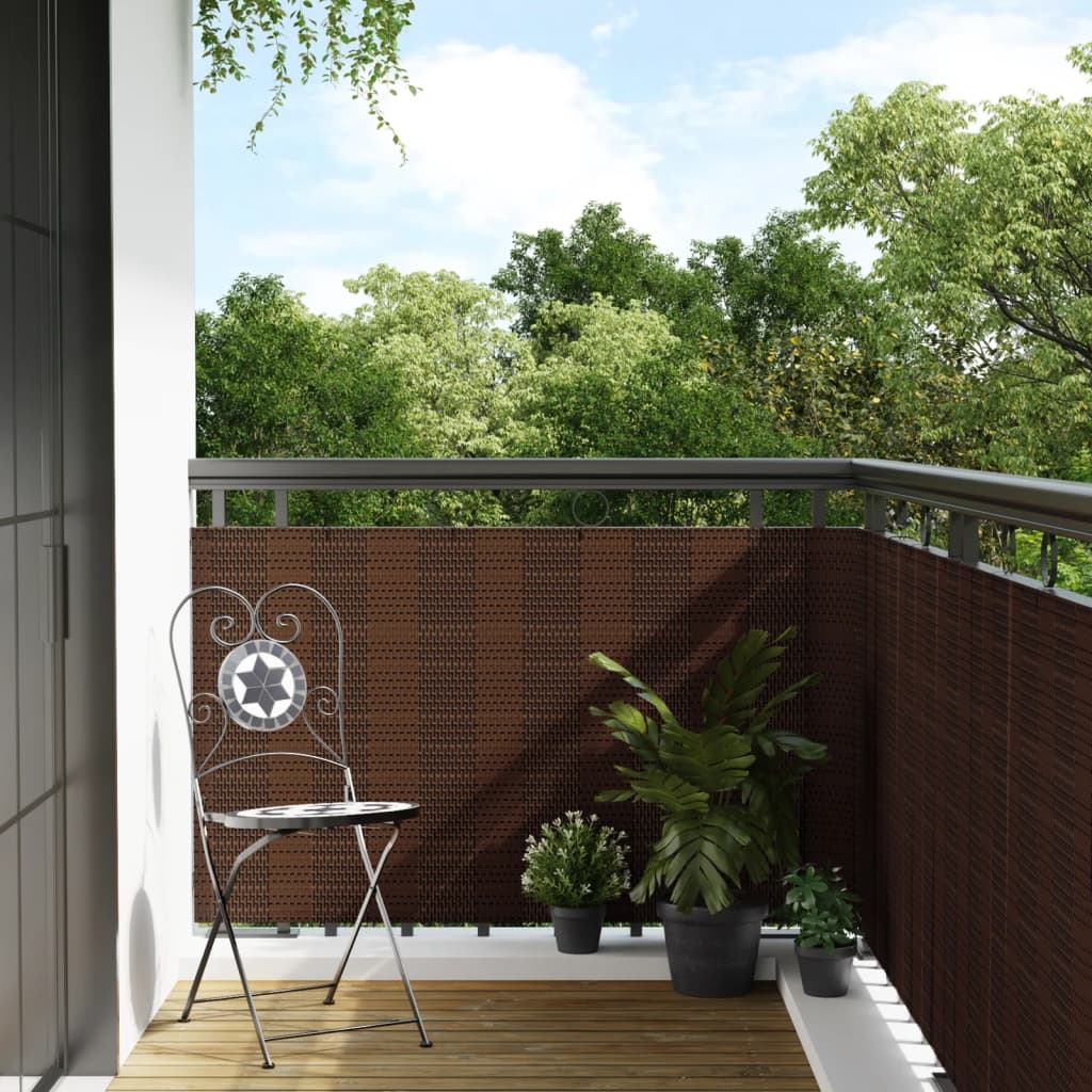 Balcony Screen Brown and Black 300x100 cm Poly Rattan