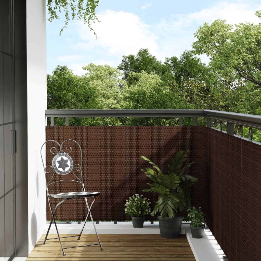 Balcony Screen Brown and Black 600x80 cm Poly Rattan
