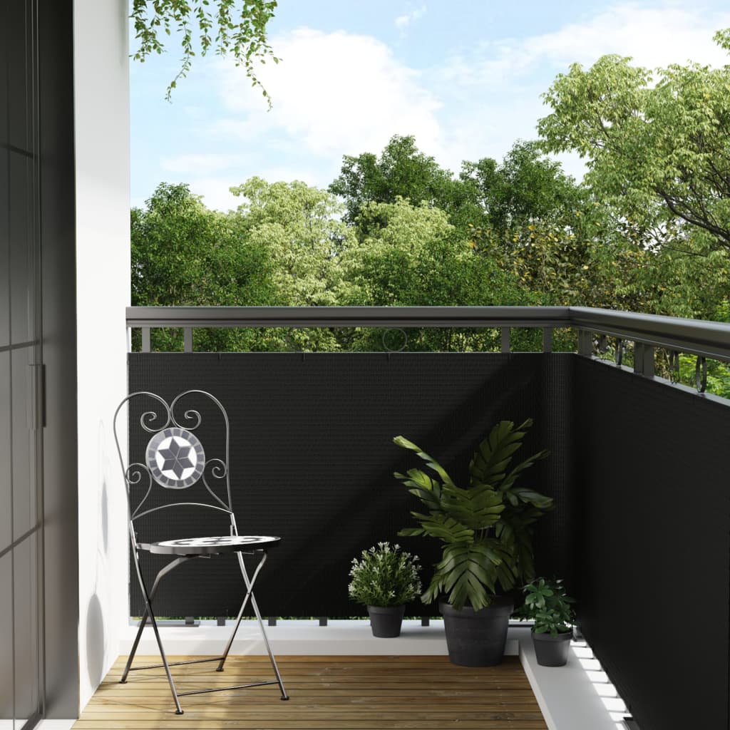 Balcony Screen Black 1000x90 cm Poly Rattan