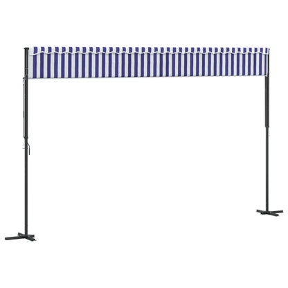 Free Standing Awning Blue and White 500x300 cm Fabric and Steel