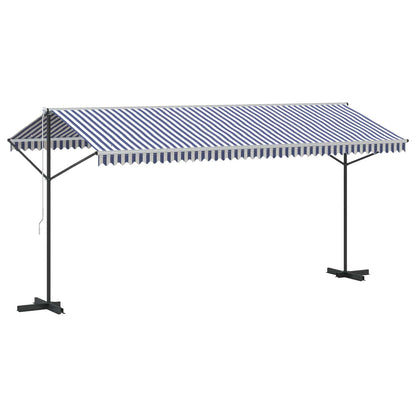 Free Standing Awning Blue and White 500x300 cm Fabric and Steel