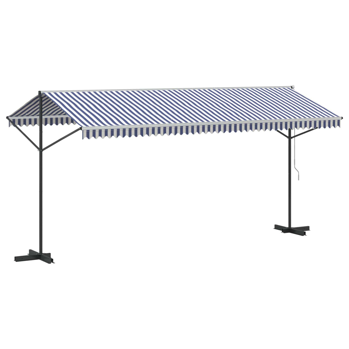 Free Standing Awning Blue and White 500x300 cm Fabric and Steel