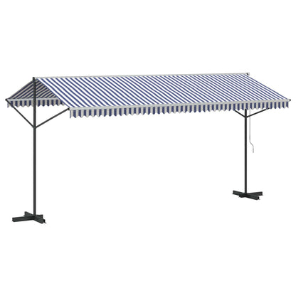 Free Standing Awning Blue and White 500x300 cm Fabric and Steel