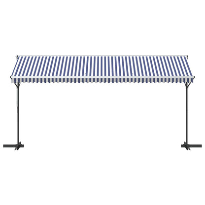 Free Standing Awning Blue and White 500x300 cm Fabric and Steel